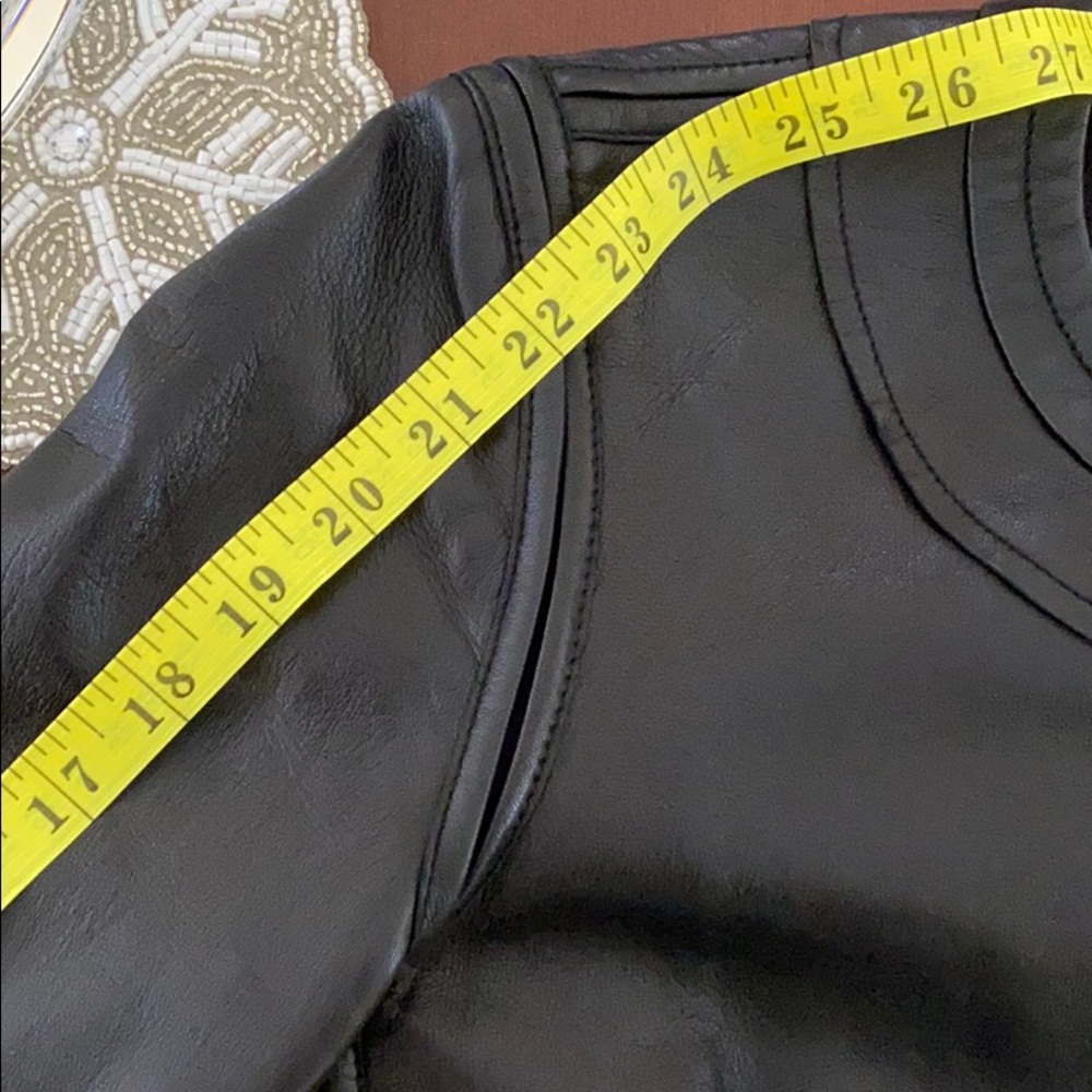 Diane von Furstenberg black leather jacket Sz 6 - Picture 6 of 8